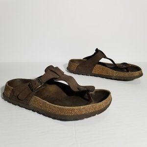 Birkenstock Betula Brown Leather Thong Strap Sandals
